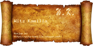 Witz Kamilla névjegykártya